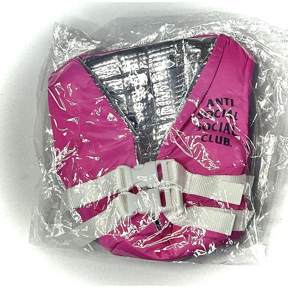 Anti Social Social Club Pink Life Jacket Koozie Summer Swimming Streetwear New